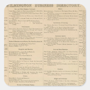 Geschäftsverzeichnis von Wilmington Delaware Quadratischer Aufkleber