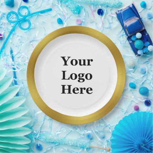 Geschäftsvorlage Gold & Weiß Ihr Logo hier Pappteller (Party)