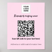Geschäftsvorlage Rosa Blush Logo qr Code Poster (Vorne)