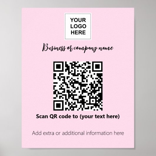 Geschäftsvorlage Rosa Blush Logo qr Code Poster (Vorne)