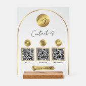 Geschäftswebsite Info Gold Logo QR-Code Klar Acrylschild (Vorderseite)
