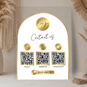 Geschäftswebsite-Info Gold Logo QR-Code Klar Acrylschild