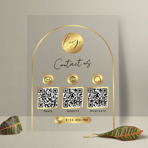 Geschäftswebsite Info Gold Logo QR-Code Klar Acrylschild