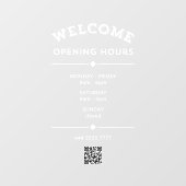 Geschäftswillkommene Öffnungszeiten mit QR-Code We Fensteraufkleber (Blatt)