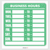 Geschäftszeiten Aufkleber (Blatt)