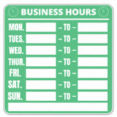 Geschäftszeiten Aufkleber (Vorderseite)