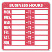 Geschäftszeiten Aufkleber (Vorderseite)