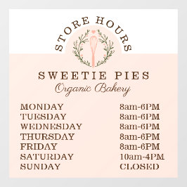 Geschäftszeiten für Bäckereien - Whisk & Wreath Lo Fensteraufkleber
