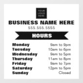 Geschäftszeiten für Logos Fensteraufkleber (Blatt)