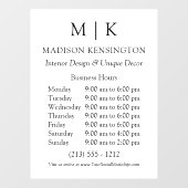 Geschäftszeiten für Monogramme oder Logos hinzufüg Fensteraufkleber (Blatt)