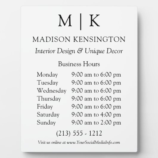 Geschäftszeiten für Monogramme oder Logos hinzufüg Fotoplatte (Vorderseite)