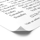 Geschäftszeiten für Monogramme oder Logos hinzufüg Poster (Ecke)