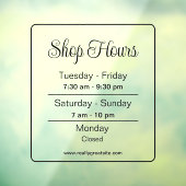 Geschäftszeiten für Schwarze Skripte Fensteraufkleber (Blatt 3)