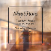 Geschäftszeiten für Schwarze Skripte Fensteraufkleber (Blatt 2)