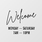 Geschäftszeiten für Schwarze Skripte Fensteraufkleber (Blatt)