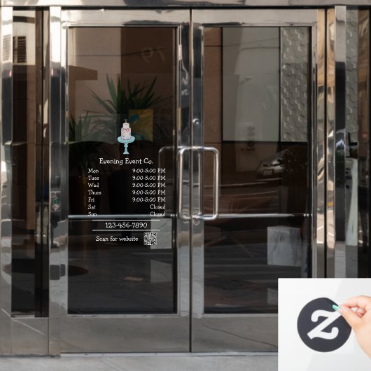 Geschäftszeiten für Veranstaltungen und Party Fensteraufkleber (Büro Tür)