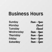 Geschäftszeiten individuell anpassbare Zeiten Fensteraufkleber (Blatt)
