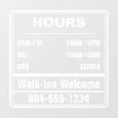 Geschäftszeiten Laufen in Telefonnummer Fensteraufkleber (Blatt)