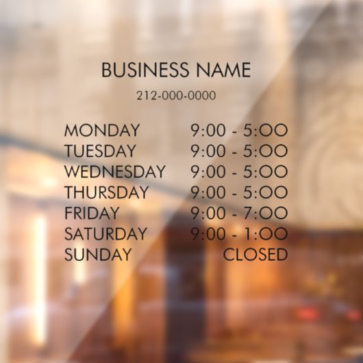 Geschäftszeiten Personalisierte benutzerdefinierte Fensteraufkleber (Blatt 2)