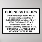 Geschäftszeiten Poster (Vorne)