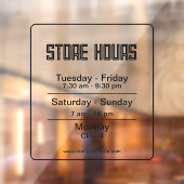 Geschäftszeiten: Schwarze, transparente Geschäftsz Fensteraufkleber (Blatt 2)