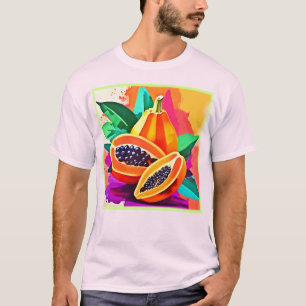 Geschälte Papaya Pop Art T-Shirt