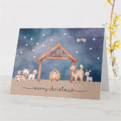 Geschaltete Grußkarte_Krippe Szene Karte (Gelbe Blume)