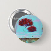 Geschätzte, abstrakte Kunst-Landschaftsrot-Bäume Button (Vorne & Hinten)