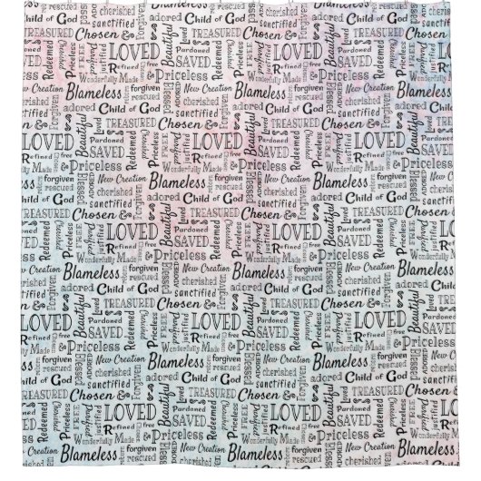 Geschätzte Christliche Worte der Bestätigung Duschvorhang (Vorderseite)