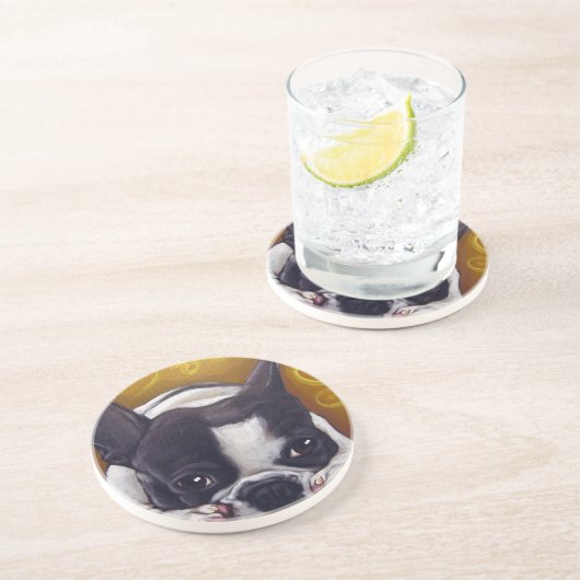 Geschecktes Frenchie Nickerchen Untersetzer (Seite)