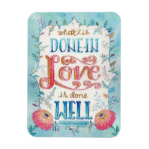Geschehen in Liebe Zitat Boho Floral Magnet