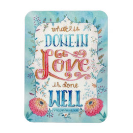 Geschehen in Liebe Zitat Boho Floral Magnet