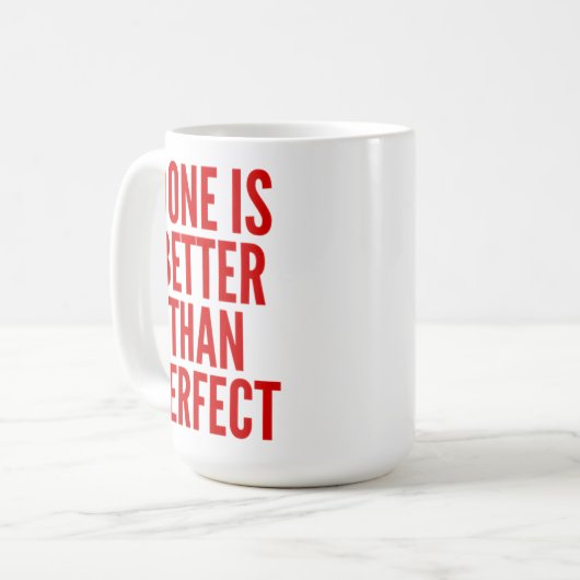 Geschehen ist besser als perfekt kaffeetasse (Vorderseite Links)