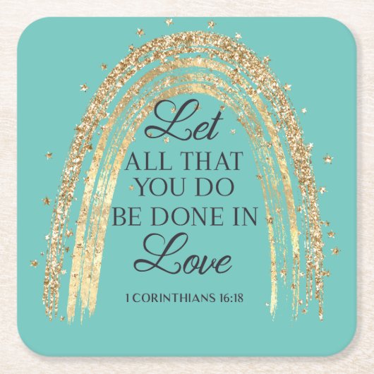 Geschehen zu Liebe Goldene Regenbogen Rechteckiger Pappuntersetzer (Vorderseite)