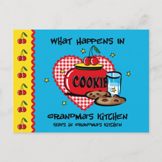 Geschehnisse in Oma's Kitchen Recipe Card Postkarte (Vorderseite)