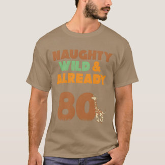 Geschenk 80 Jahre Geburtstag Frauen Giraffe vintag T-Shirt