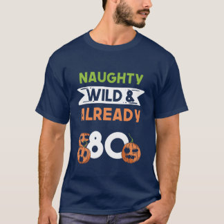 Geschenk 80 Jahre Geburtstag Frauen Halloween Kürb T-Shirt