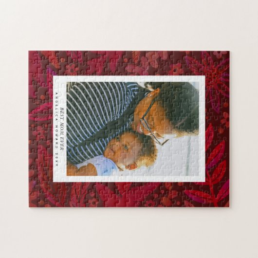 Geschenk an die Mutter des roten Botanischen Rahme Puzzle (Horizontal)