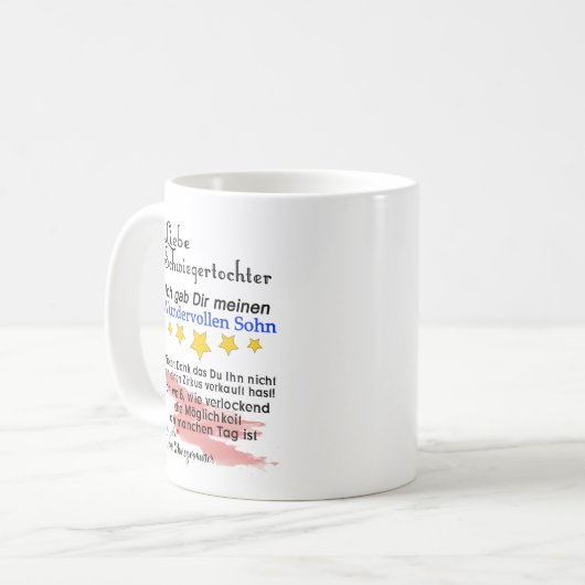 Geschenk an die Schwiegertochter Kaffeetasse (Vorderseite Links)