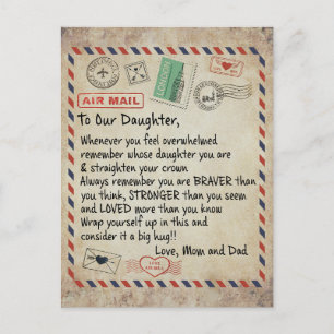 Geschenk an meine Tochter, Liebesbrief an unsere T Postkarte