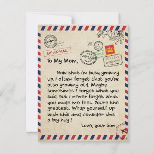 Geschenk an meinen Sohn, Mutter und Sohn, Liebesbr Einladung