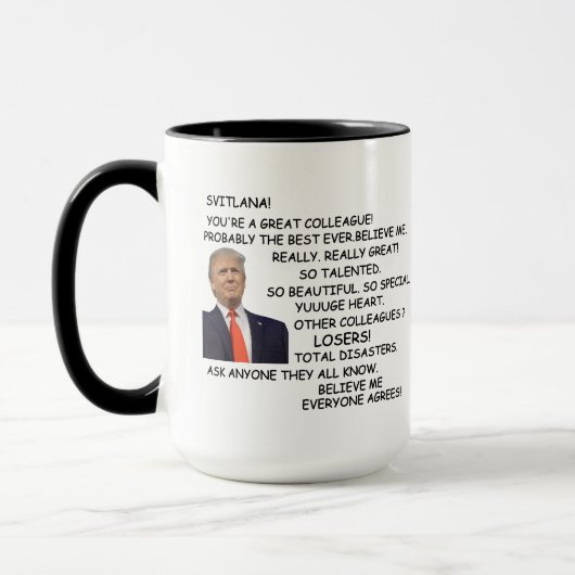 Geschenk an Trump, Trump, Trump Tasse (Links)