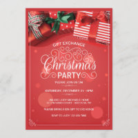 Geschenk-Austausch Weihnachtszeit-Party Einladung