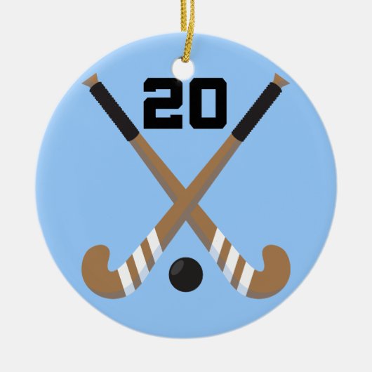 Geschenk der Feld-Hockey-Spieler-einheitliches Keramik Ornament (Vorne)