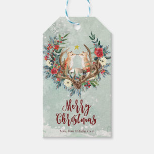 Geschenk der frohen Weihnachten etikettiert Geschenkanhänger