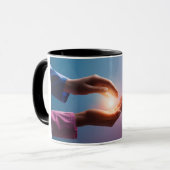 Geschenk der Heilung: Tasse "Hände der Heilung" (Vorderseite Links)