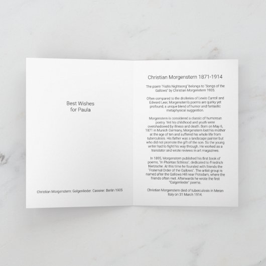 Geschenk der Literatur. GEHT. Dichter Text Morgens Dankeskarte (Innenseite)