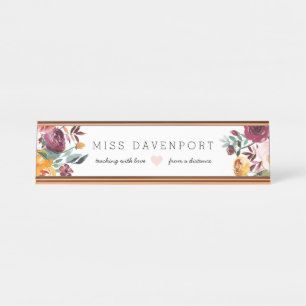 Geschenk des burgundy Floral Distance Learning Tea Schreibtischnamensplakette