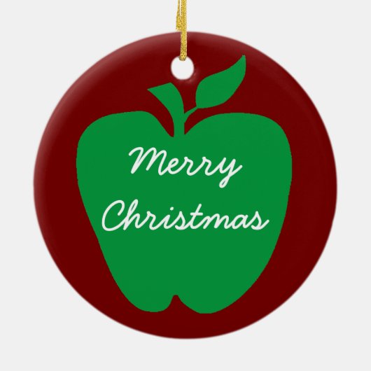 Geschenk des grünen Apfels für Lehrer Keramik Ornament (Hinten)