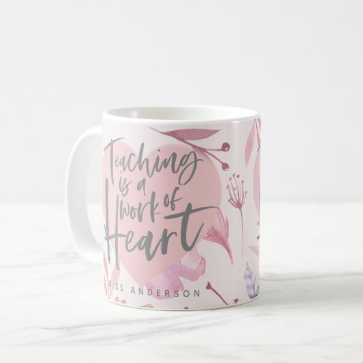 Geschenk des Lehrers Aquarellherz Kaffeetasse (Vorderseite Links)